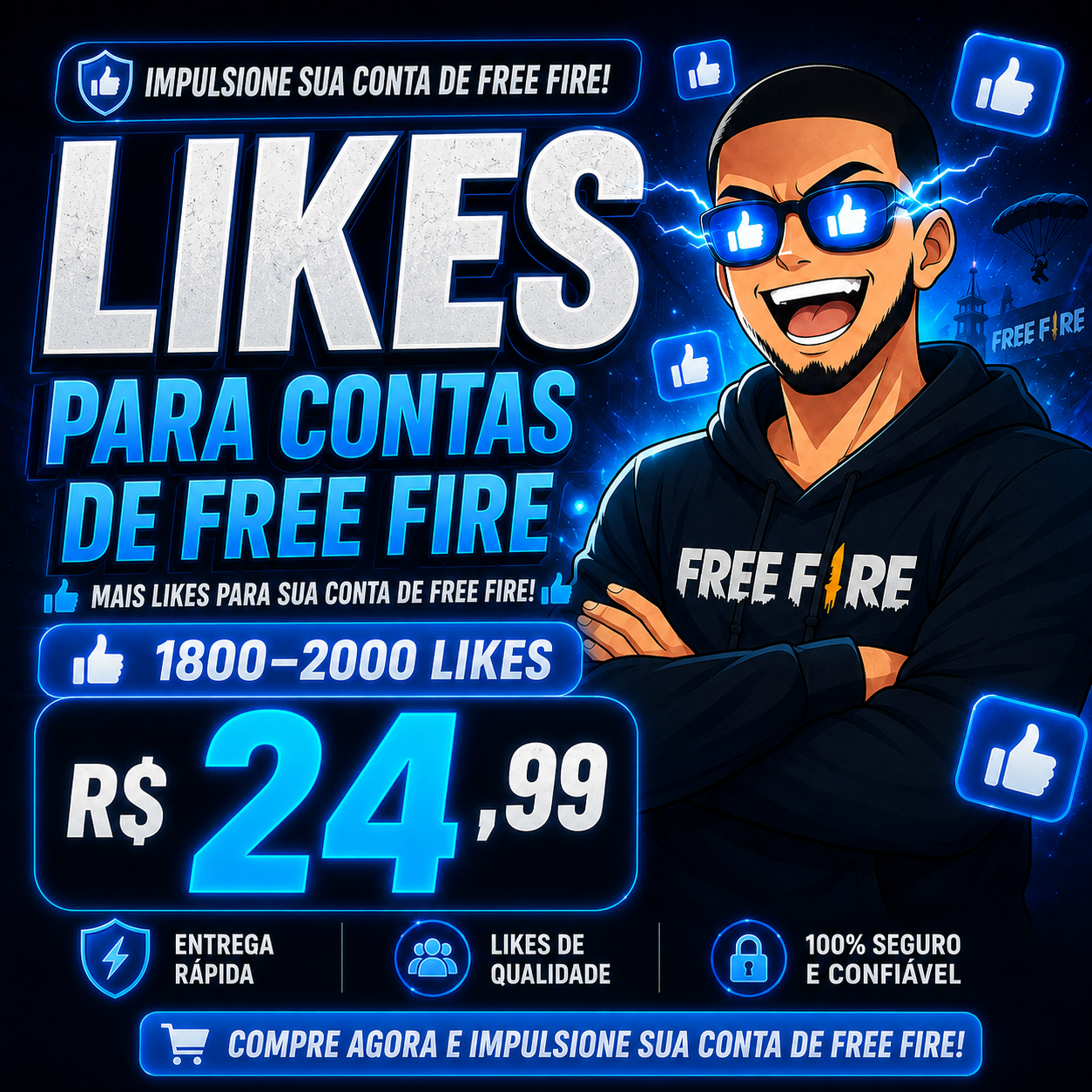 Likes para Conta Free Fire 1800-2000